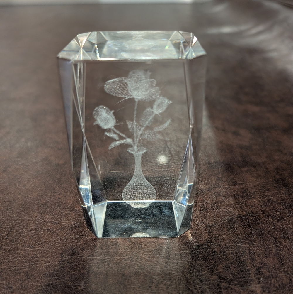 Crystal Clear Collectables Laser Art Rose In Vase